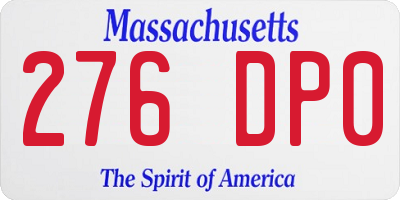 MA license plate 276DP0
