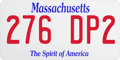 MA license plate 276DP2