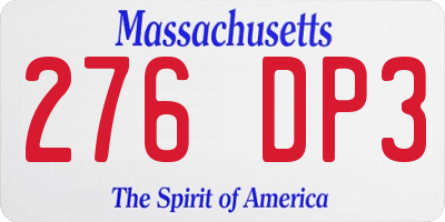 MA license plate 276DP3