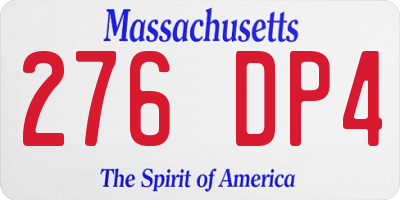 MA license plate 276DP4