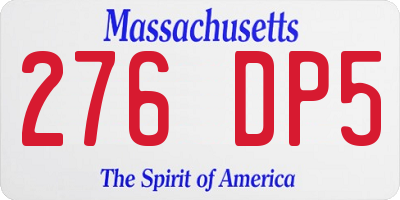 MA license plate 276DP5