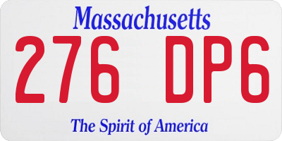 MA license plate 276DP6