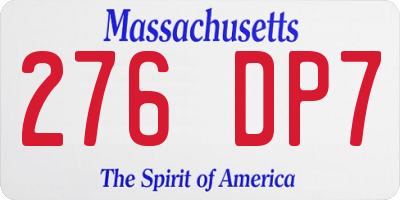MA license plate 276DP7