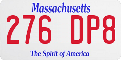 MA license plate 276DP8