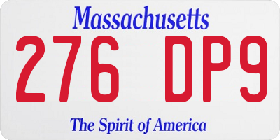 MA license plate 276DP9