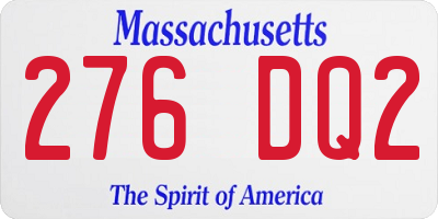 MA license plate 276DQ2