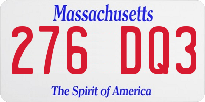 MA license plate 276DQ3