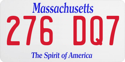 MA license plate 276DQ7