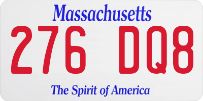 MA license plate 276DQ8