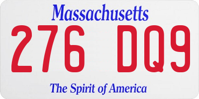 MA license plate 276DQ9