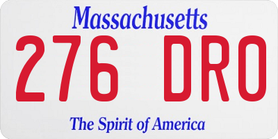 MA license plate 276DR0