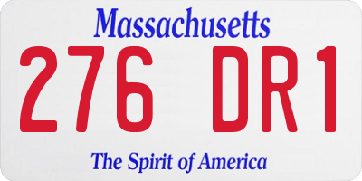MA license plate 276DR1
