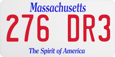 MA license plate 276DR3