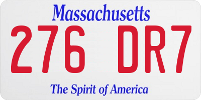 MA license plate 276DR7