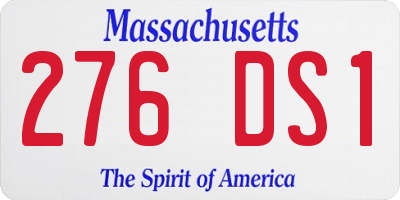 MA license plate 276DS1