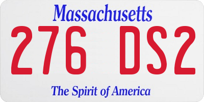 MA license plate 276DS2