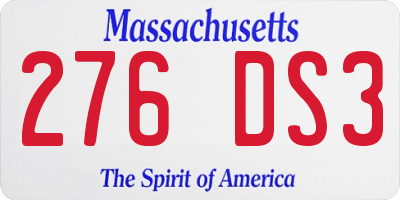 MA license plate 276DS3