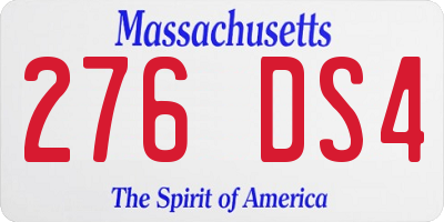 MA license plate 276DS4