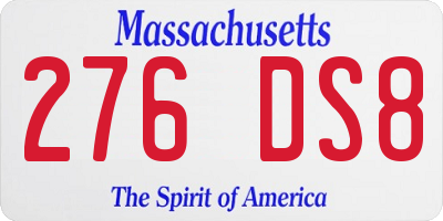 MA license plate 276DS8