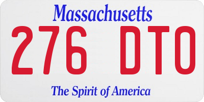 MA license plate 276DT0