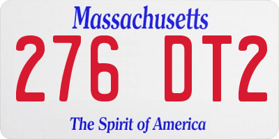 MA license plate 276DT2