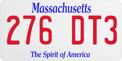 MA license plate 276DT3