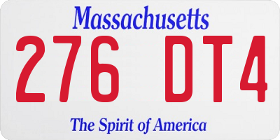 MA license plate 276DT4