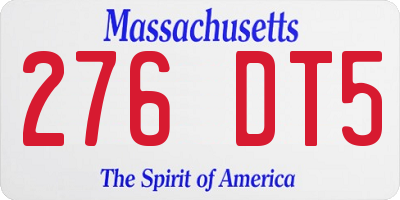 MA license plate 276DT5