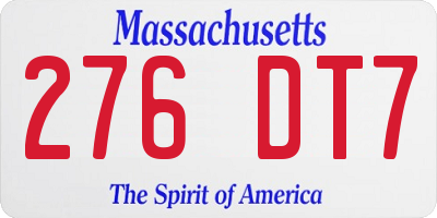 MA license plate 276DT7