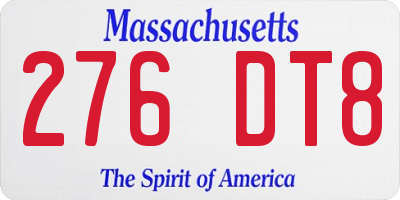 MA license plate 276DT8