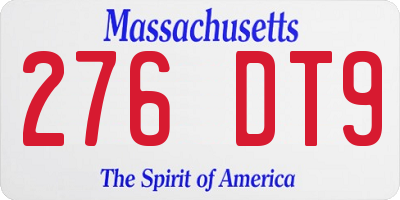 MA license plate 276DT9