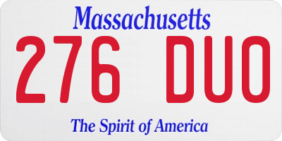 MA license plate 276DU0