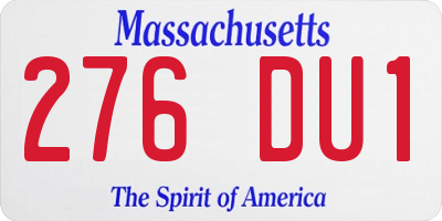 MA license plate 276DU1