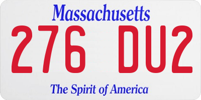 MA license plate 276DU2