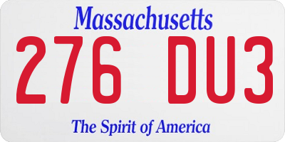 MA license plate 276DU3