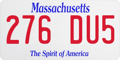 MA license plate 276DU5