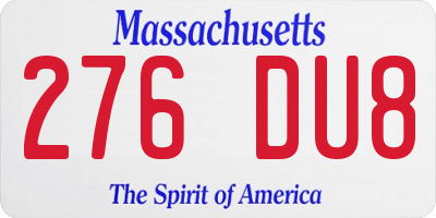 MA license plate 276DU8