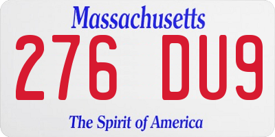 MA license plate 276DU9