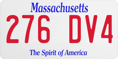 MA license plate 276DV4