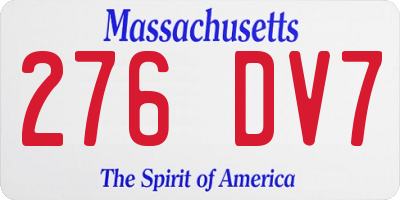 MA license plate 276DV7
