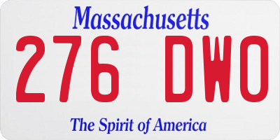 MA license plate 276DW0