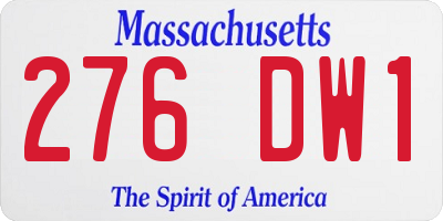 MA license plate 276DW1