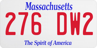 MA license plate 276DW2