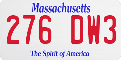 MA license plate 276DW3