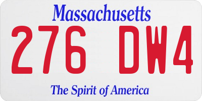 MA license plate 276DW4