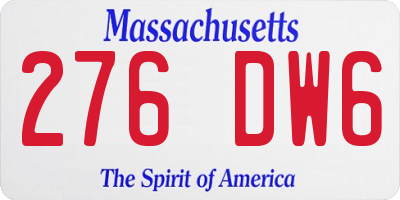 MA license plate 276DW6