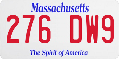 MA license plate 276DW9