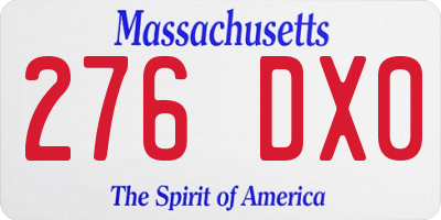 MA license plate 276DX0
