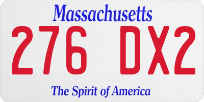 MA license plate 276DX2