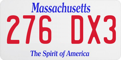 MA license plate 276DX3